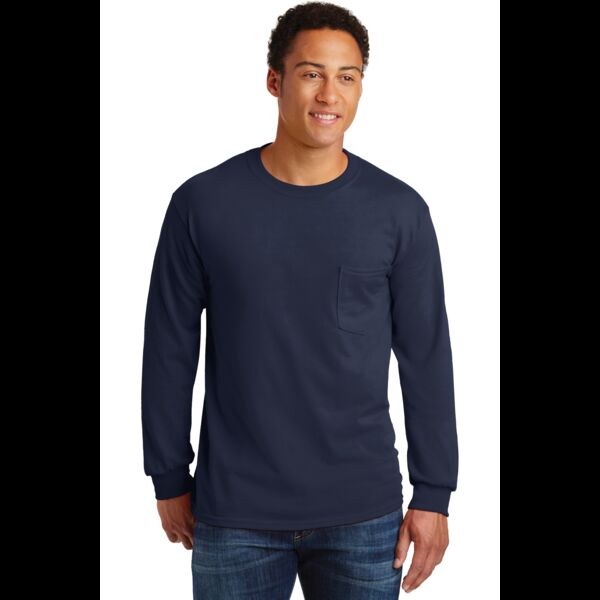 Ultra Cotton ® 100% US Cotton Long Sleeve T Shirt with Pocket Thumbnail
